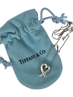 Tiffany & Co Picasso Loving Heart Necklace Sterling Silver Chain Pendant